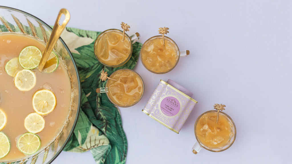 Earl Grey Pineapple rum punch bowl with cups